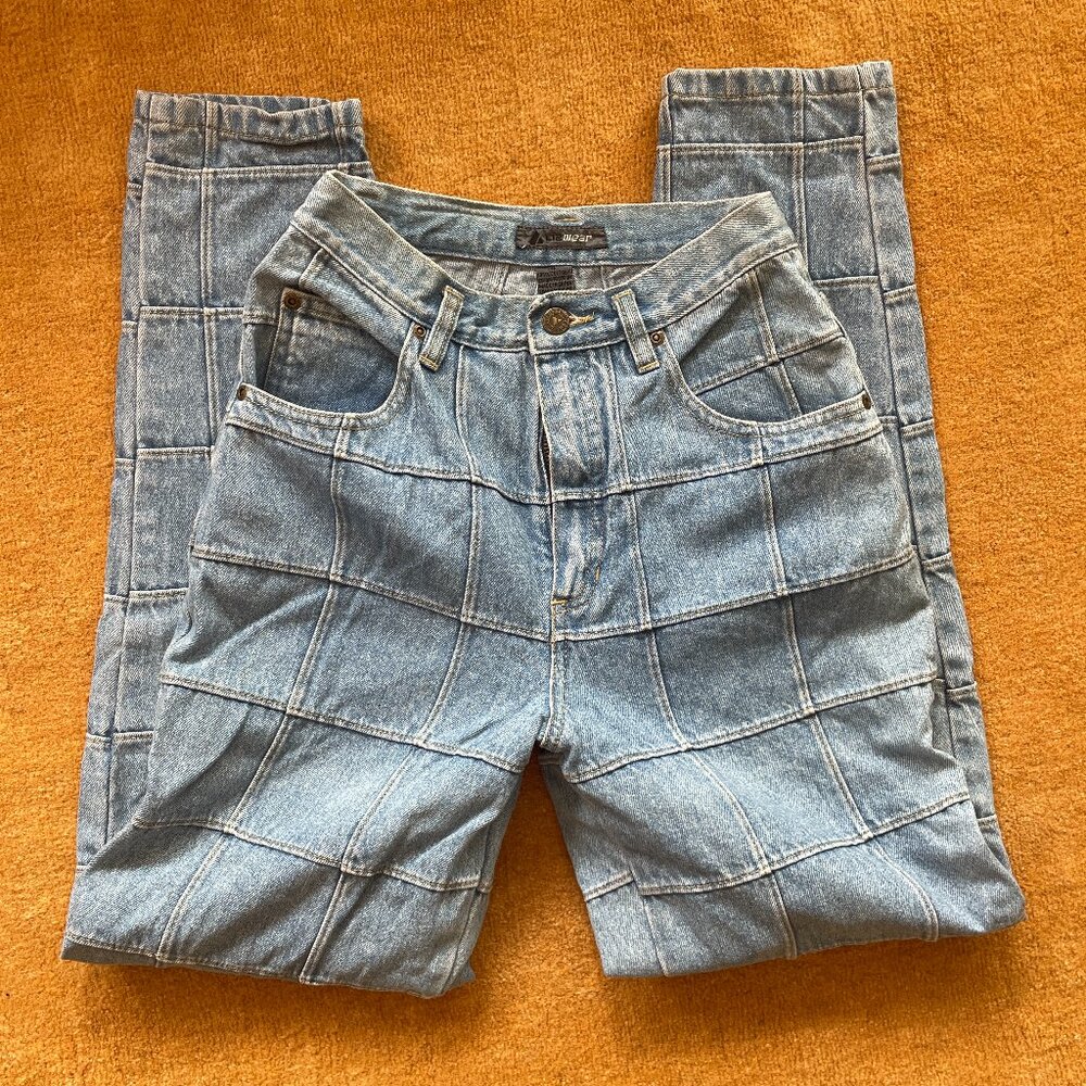 Incredible patchwork lizwear vintage blue jeans high rise